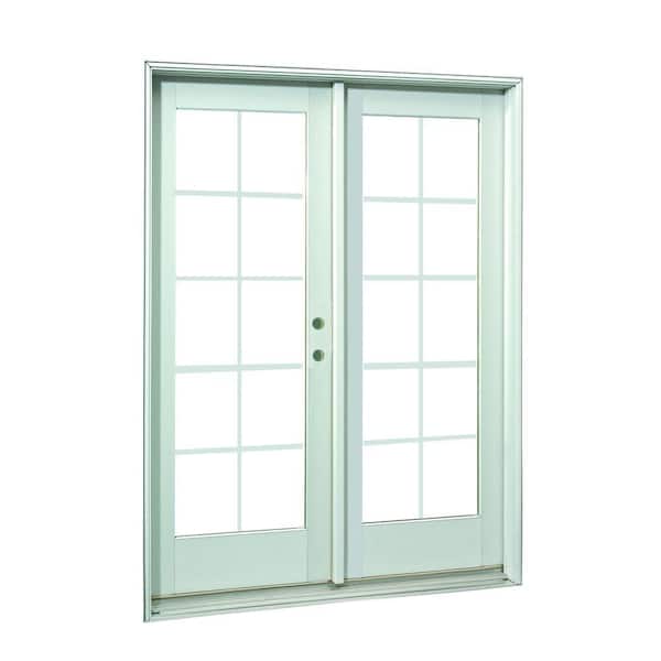 Ashworth 72 in. x 80 in.White 10-Lite Inner Prehung Left-Hand Inswing Grille Patio Door