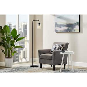 Andra 61 in. Black Floor Lamp with Seeded Glass Shade