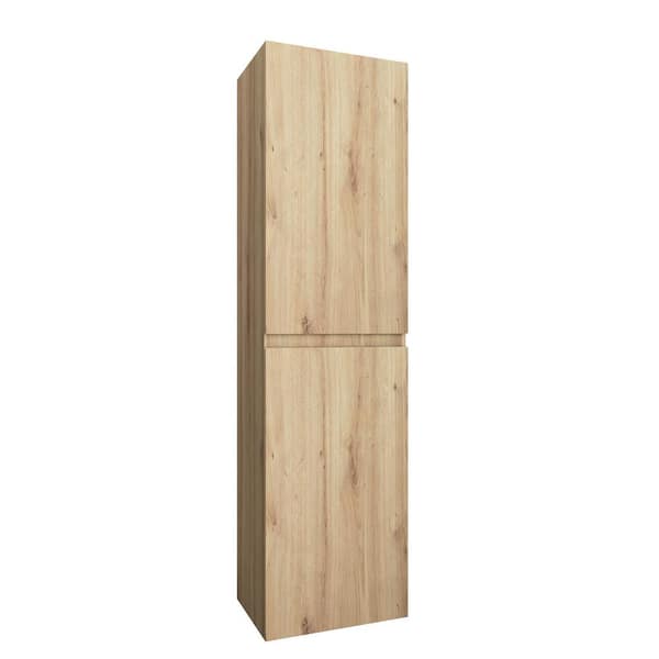 16 in. W x 12 in. D x 60 in. H Bathroom Storage Wall Cabinet in Natural Oak