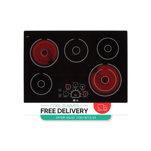 30 in. Radiant Smooth Surface Electric Cooktop in Black with 5 Burner Elements and SmoothTouch Controls