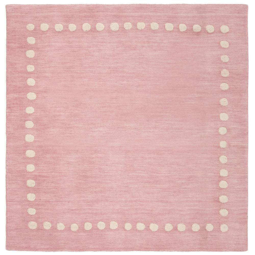 SAFAVIEH Kids Pink 5 ft. x 5 ft. Square Polka Dot Area Rug SFK802U5SQ