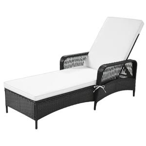 Cesicia 1-Piece Wicker Outdoor Chaise Lounge with Beige Cushions and