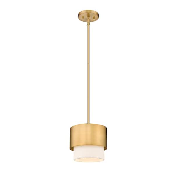 Unbranded Counterpoint 1-Light Modern Gold Pendant Light with White Fabric Shade with No Bulbs included