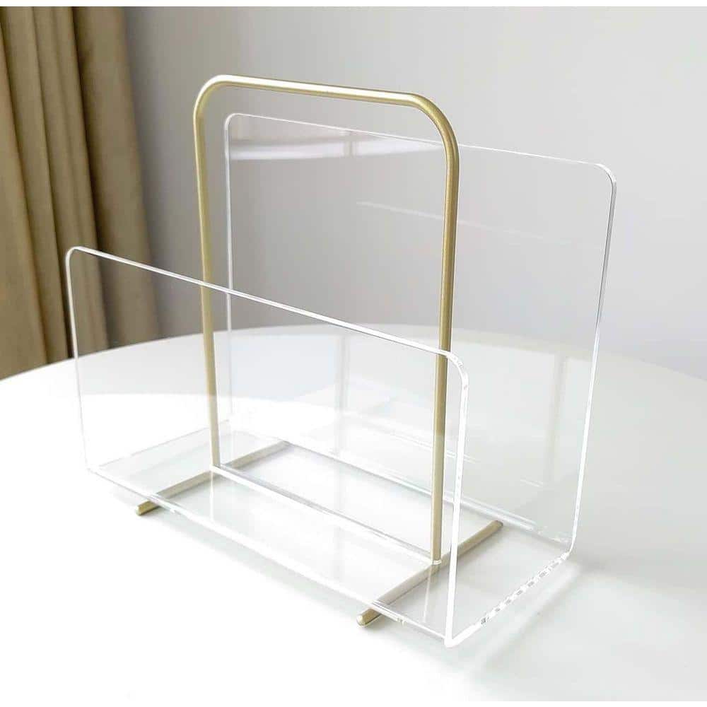 Clear Freestanding Acrylic Magazine Rack 11 in. W x 8.4 in. H PUSBG5C67 ...