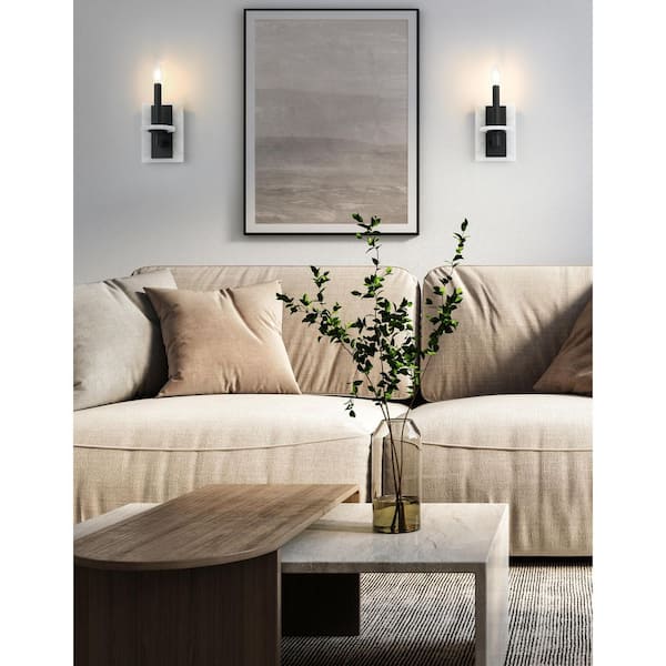 Kaden 1 Light Matte Black Wall Sconce with Alabaster Stone Shade