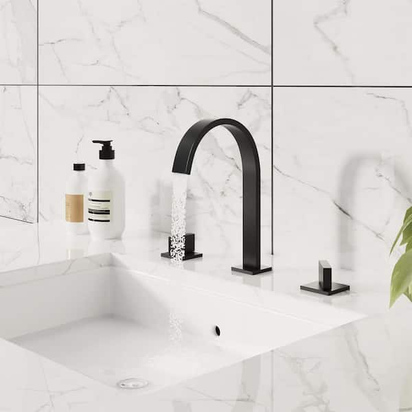 8 in. Widespread Double Handle Bathroom Sink Faucet in Spot Resist Matte Black