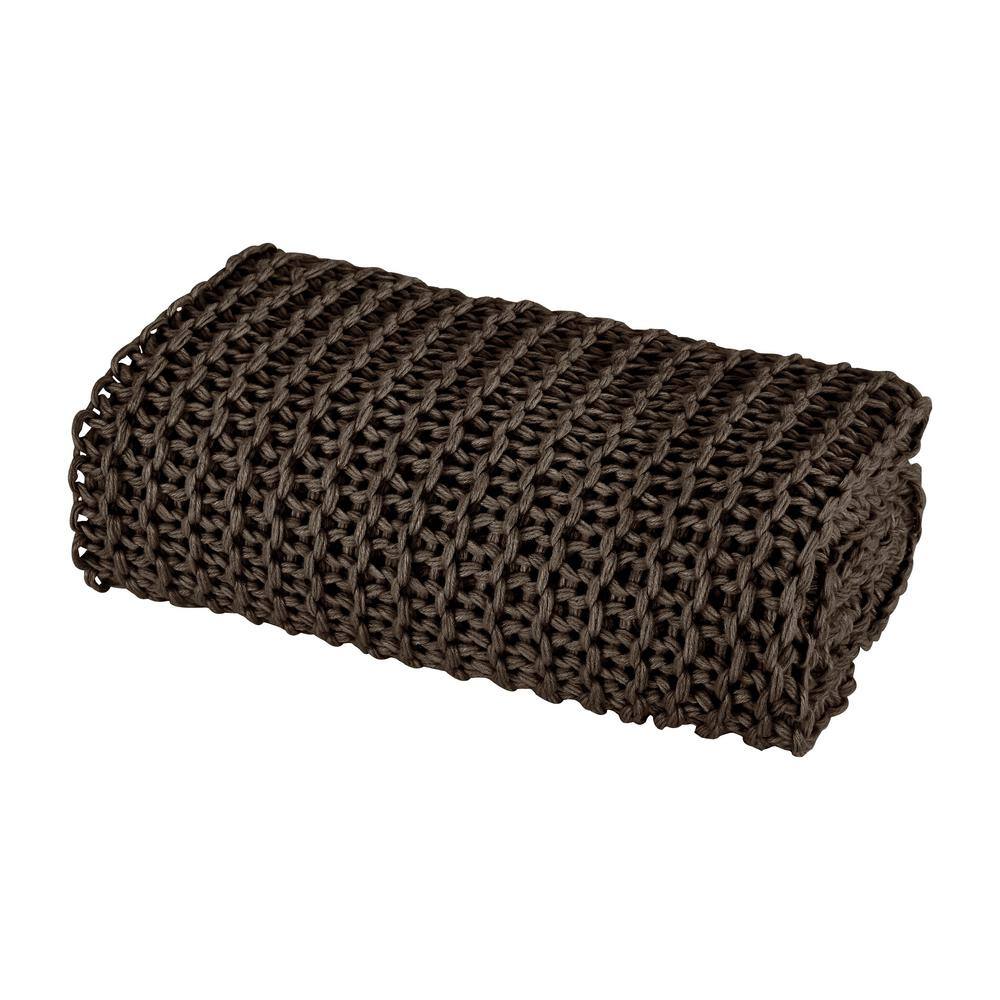 Modern Textured Chunky Knit Queen Throw in Chocolate