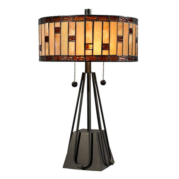Springdale Lighting Mojave 19 in. Tiffany 2-Light Dark Bronze Table Lamp