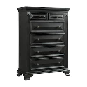 Trent 6-Drawer Antique Black Chest of Drawers