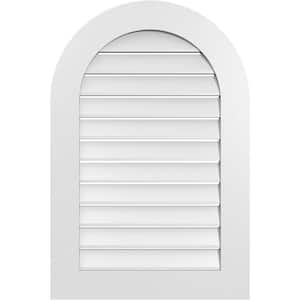 24 in. x 36 in. Round Top White PVC Paintable Gable Louver Vent Functional