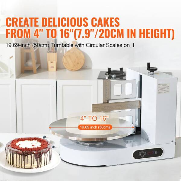Cake Decorating Machine, 1 Piece, Aluminum Alloy, Classic Cake Pan Sets, Low Noise 25-320RPM Speed, 4-16 in. Cake, White