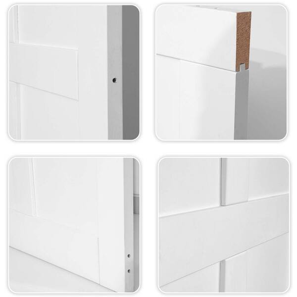 Unbranded - 36 in. x 80 in. 6-Paneled White Primed Interior Sliding Barn Door with Hardware Kit, MDF, Barn Door Slab
