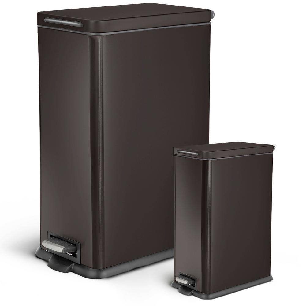 Home Zone Living 13 Gallon Kitchen Trash Can, Dual Compartment