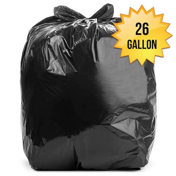 Aluf Plastics 7 Gal.-8 Gal. 8 mic (eq) 24 in. x 24 in. Black Star Seal  High-Density Garbage Trash Bags (1000-Count) HCR-242408B - The Home Depot