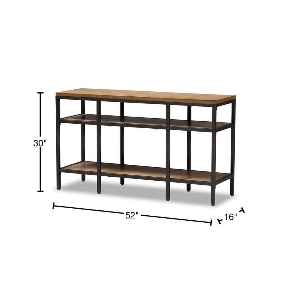 Caribou Oak Brown and Black Metal Rustic Industrial Console Table with Storage