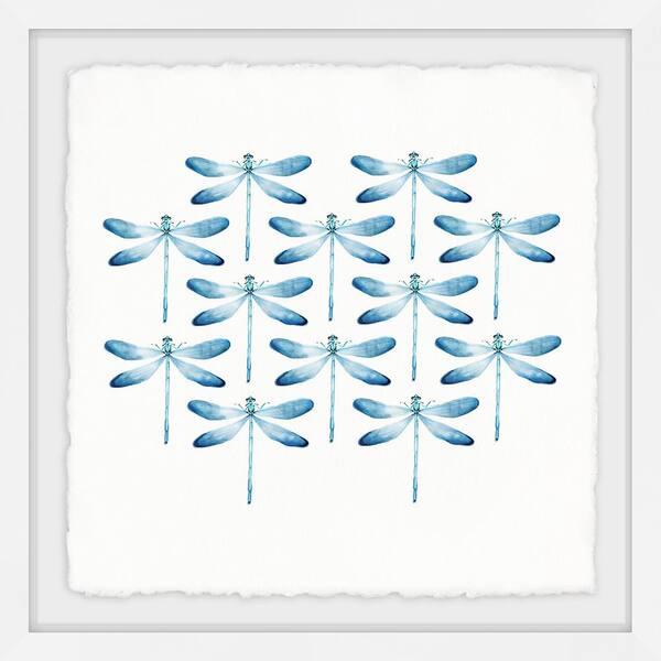 Marmont Hill Mh-julinsc-63-wfpfl-12 Blue 12 inch x 12 inch Blue Dragonfly Rows II Framed Giclee