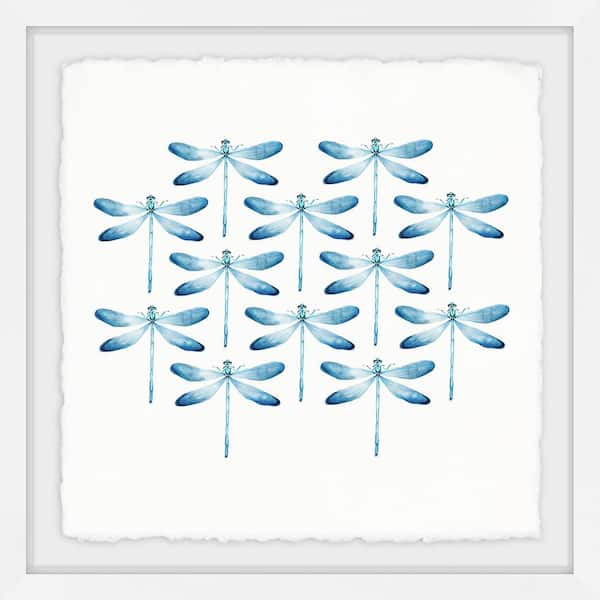 Marmont Hill Mh-julinsc-63-wfpfl-12 Blue 12 inch x 12 inch Blue Dragonfly Rows II Framed Giclee