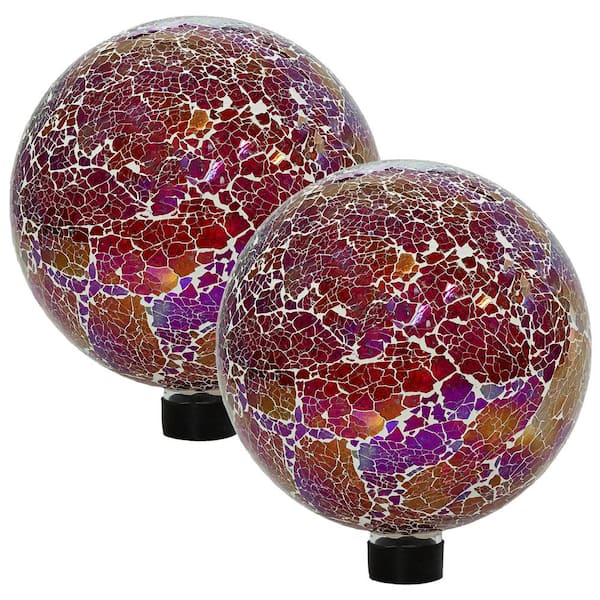 Sunnydaze Azul Terra Crackled Glass Mosaic Gazing Globe - 10 in