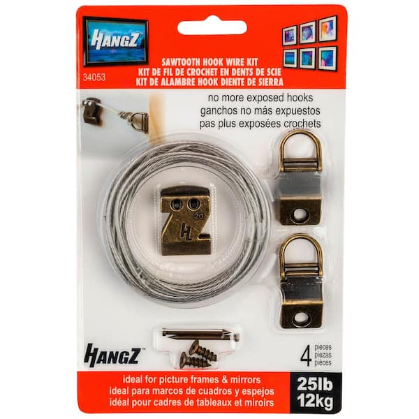 HangZ 25 lb. Canvas Flat Mount Saw Tooth Hook Wire Kit