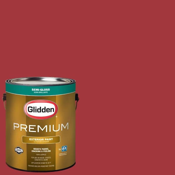 Glidden Premium 1-gal. #HDGR40D Rapture Red Semi-Gloss Latex Exterior Paint