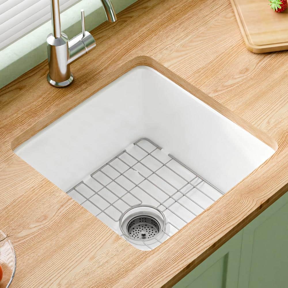 Jasmie 18 in. Fireclay Kitchen Sink Drop-in/Undermount Dual Mount ...