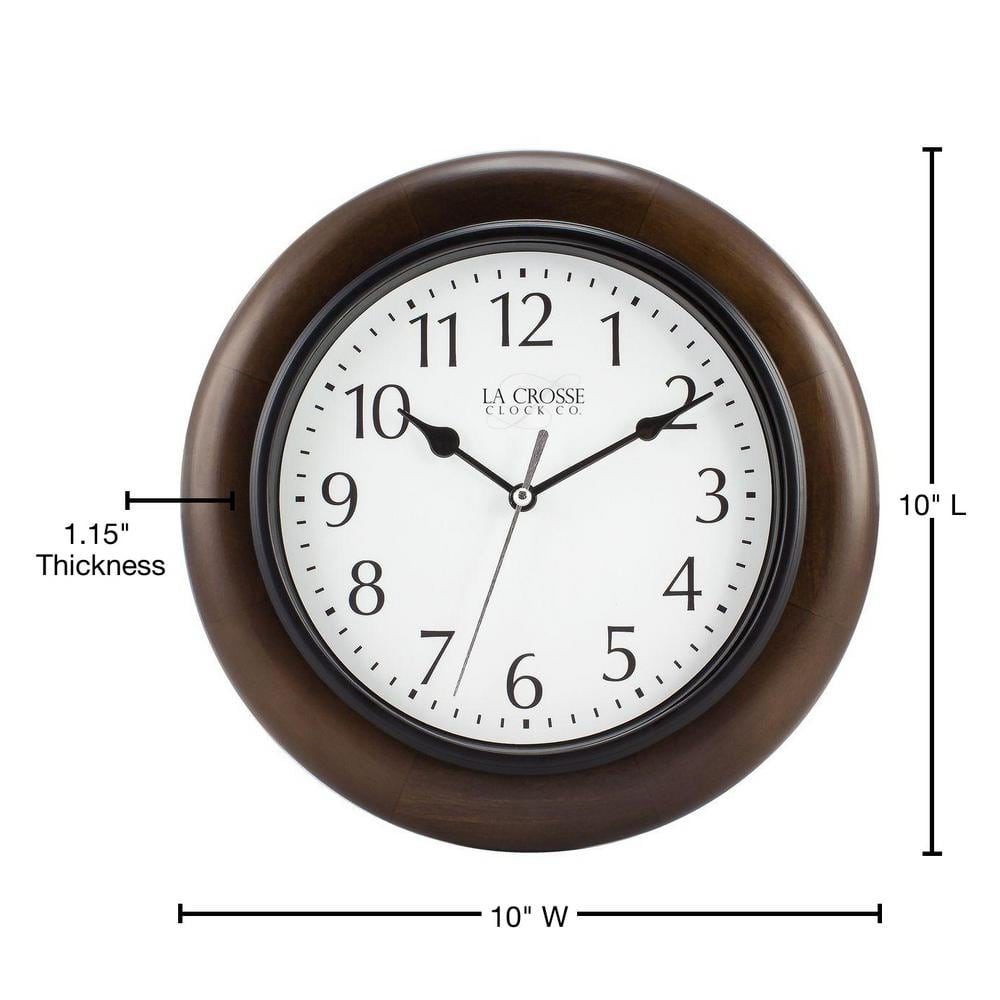 Linwood 10" Brown Pine Analog Wall Clock with White Dial