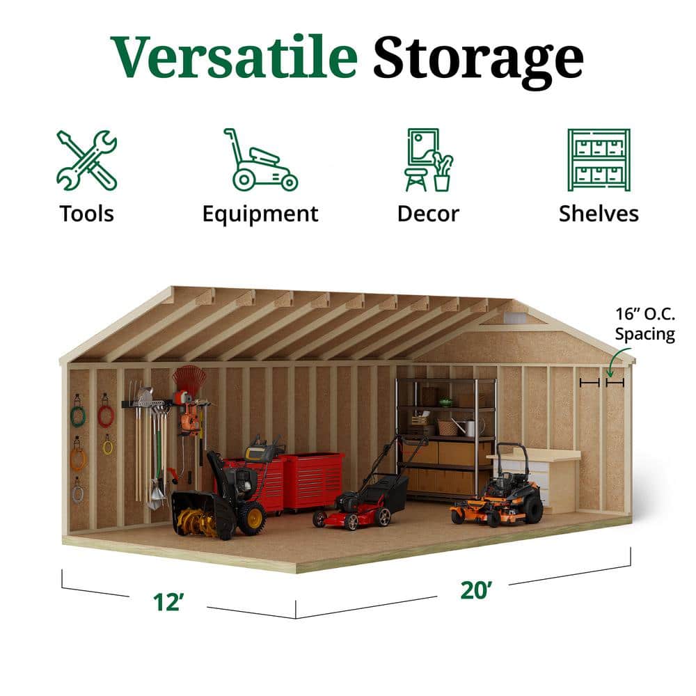 Classic Blue and White 12' x 20' Wood Workshop Shed Kit