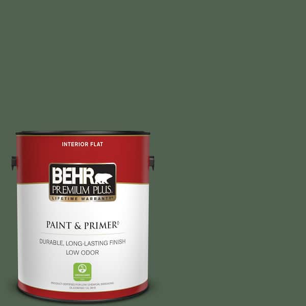 BEHR PREMIUM PLUS 1 gal. #BXC-60 Pasture Green Flat Low Odor Interior Paint & Primer