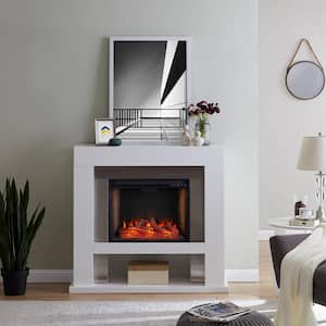 Allianne Alexa-Enabled 44 in. Electric Smart Fireplace in White with Stainless Steel