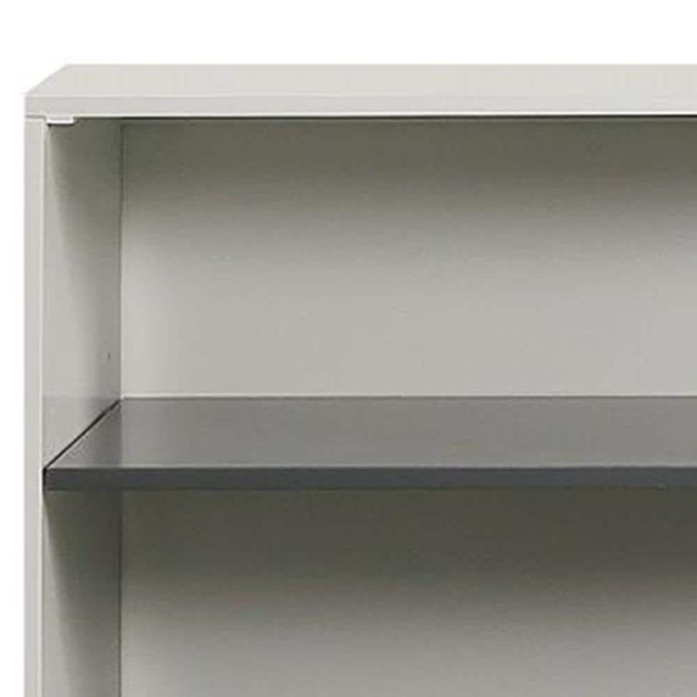 White and Gray 47" Freestanding Wood Accent Cabinet with Drawers and Shelves