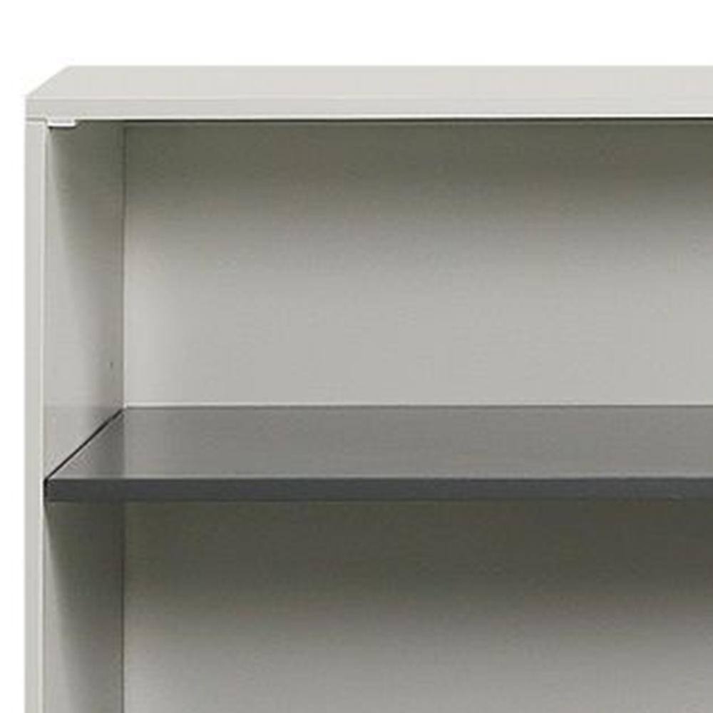 White and Gray 47" Freestanding Wood Accent Cabinet with Drawers and Shelves