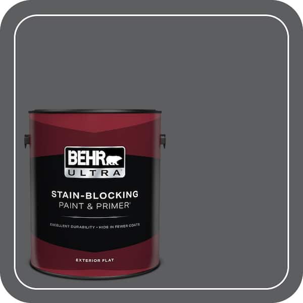 BEHR ULTRA 1 gal. #N500-6 Graphic Charcoal Flat Exterior Paint & Primer