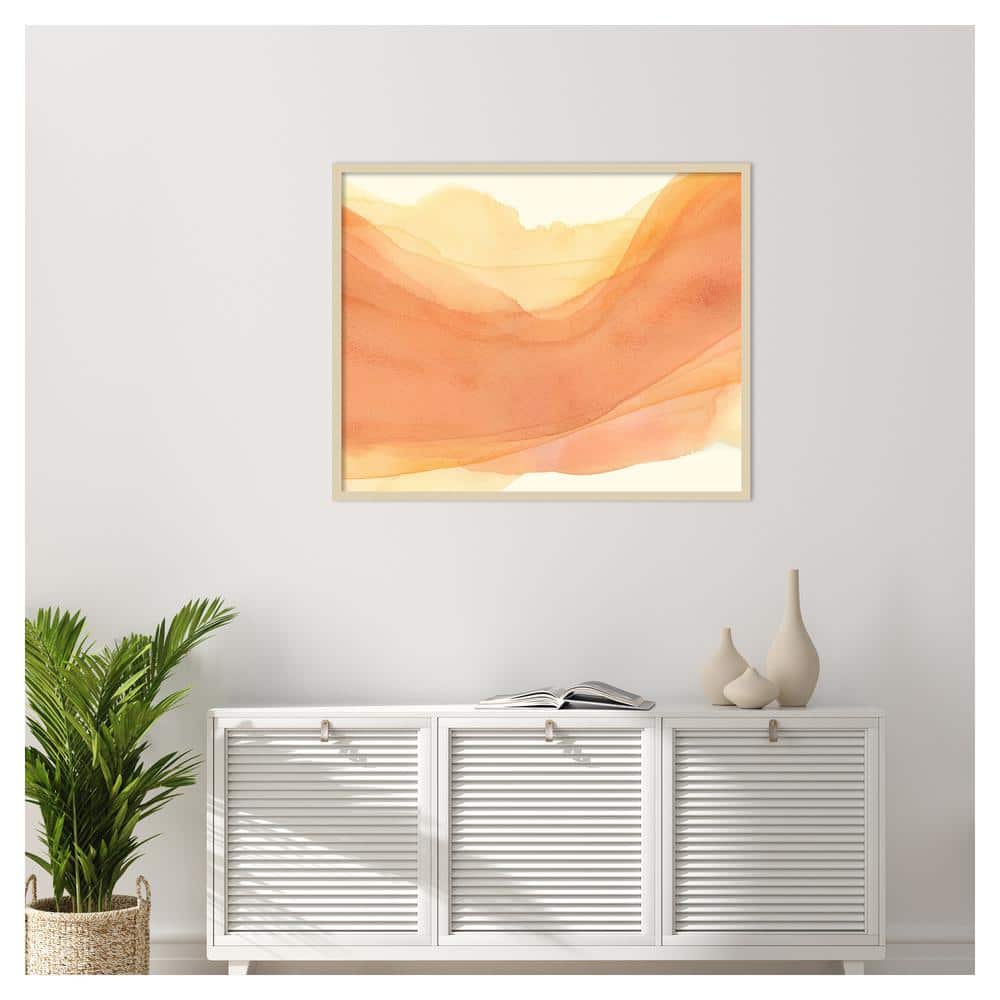 Sunset Layers I Abstract Giclee Print on Canvas with Natural Wood Frame