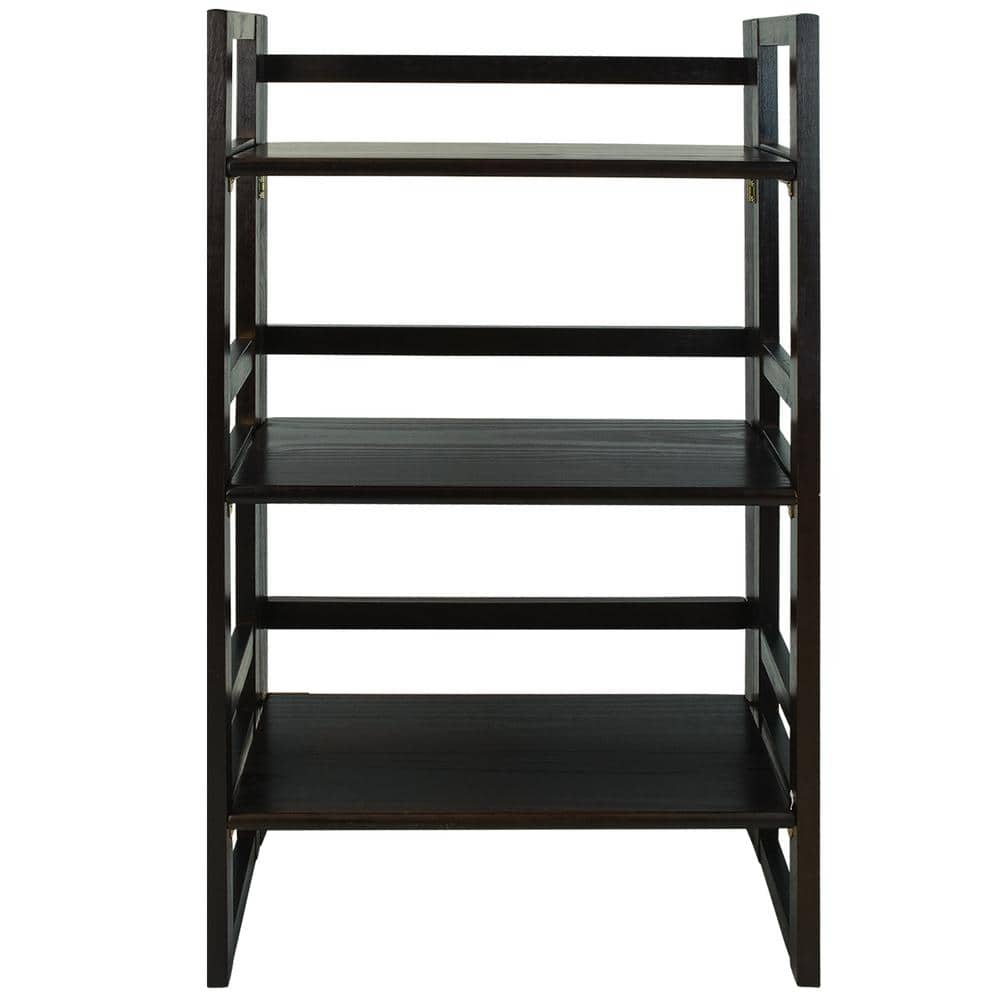 Mission Casual Espresso Solid Pine 3-Shelf Folding Bookcase