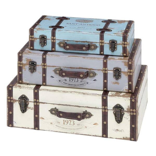 Litton Lane Multi Colored Wood Nesting Trunk with Vintage Litton Lane Multi Colored Wood Nesting Trunk with Vintage