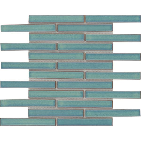 EMSER TILE Regala 20-Pack Present 12 in. x 12 in. Glossy Offset Mosaic Porcelain Wall Tile (18.73 sq. ft./Case)