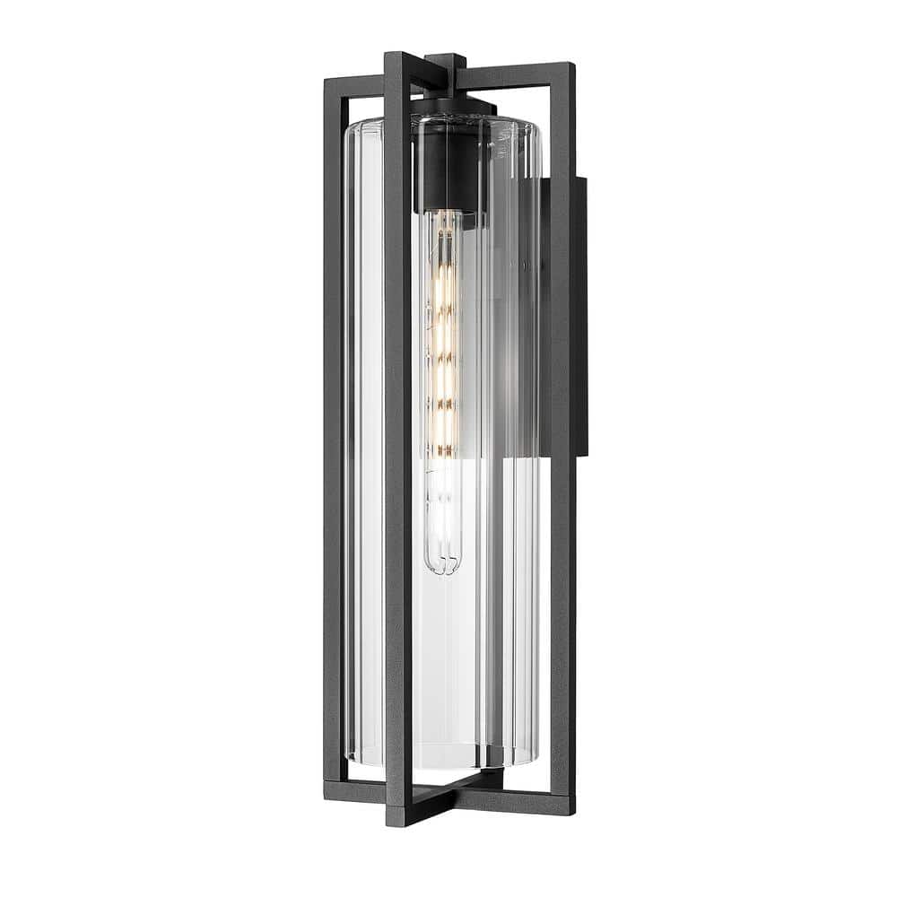 Aura 22.25 in. Black Outdoor Hardwired Wall Sconce with no bulbs included price history on PriceWatchPro