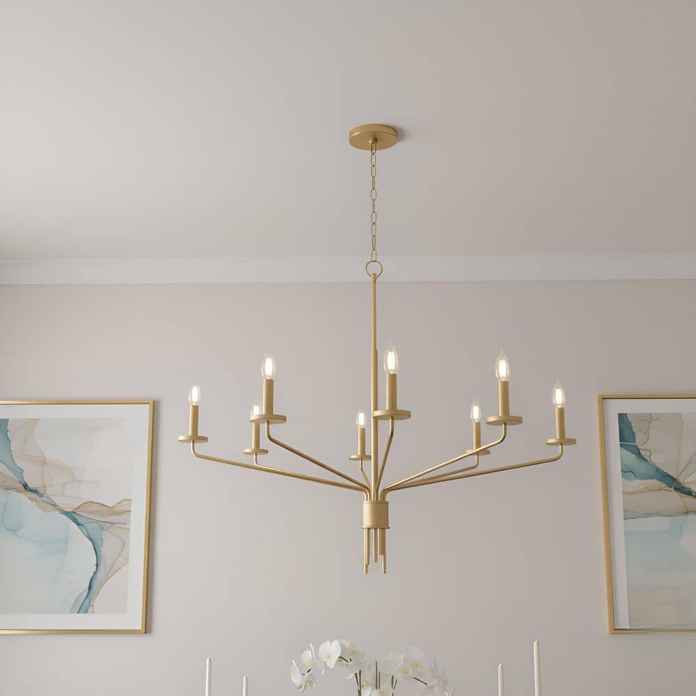サンテクレア-ル　フローライト　ゴ-ルド Quoizel Alexander 8-Light Brushed Gold Chandelier ALEX5040BRG