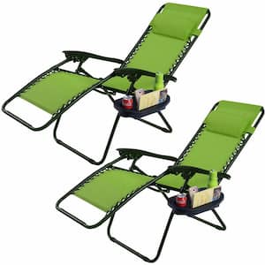 Zero Gravity Folding Outdoor Lounge Chair, 2-Piece, Green
