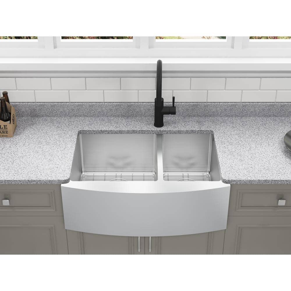 Parketon 30'' Stainless Steel Double Bowl Farmhouse Kitchen Sink