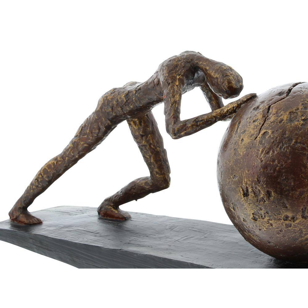 Antique Brown Polystone Sisyphus Sculpture