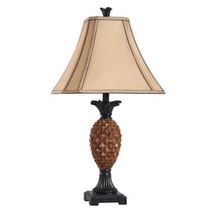 29 in. Brown Table Lamp with Beige Fabric Shade