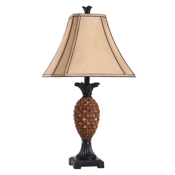 StyleCraft 29 in. Brown Table Lamp with Beige Fabric Shade l31895DS ...