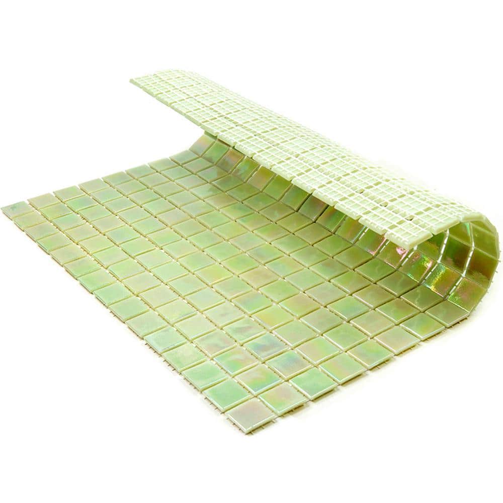 Nacreous 12" x 12" Glossy Green Glass Mosaic Tile