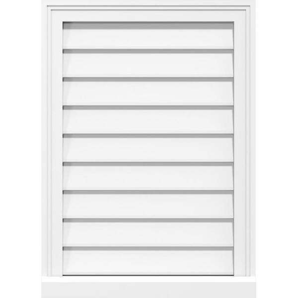 Ekena Millwork 12 in. x 18 in. Vertical Surface Mount PVC Gable Vent: Decorative with Brickmould Sill Frame