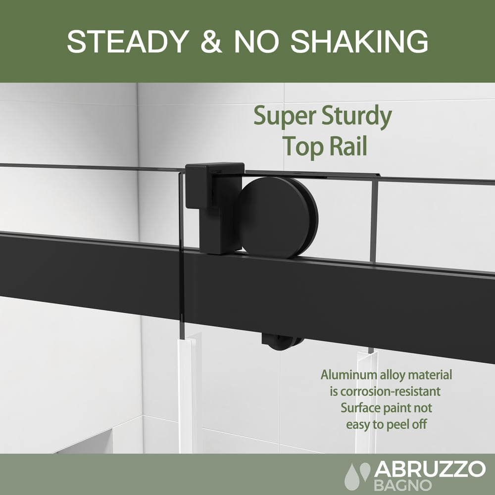 Black Frameless Sliding Shower Door with Tempered Glass