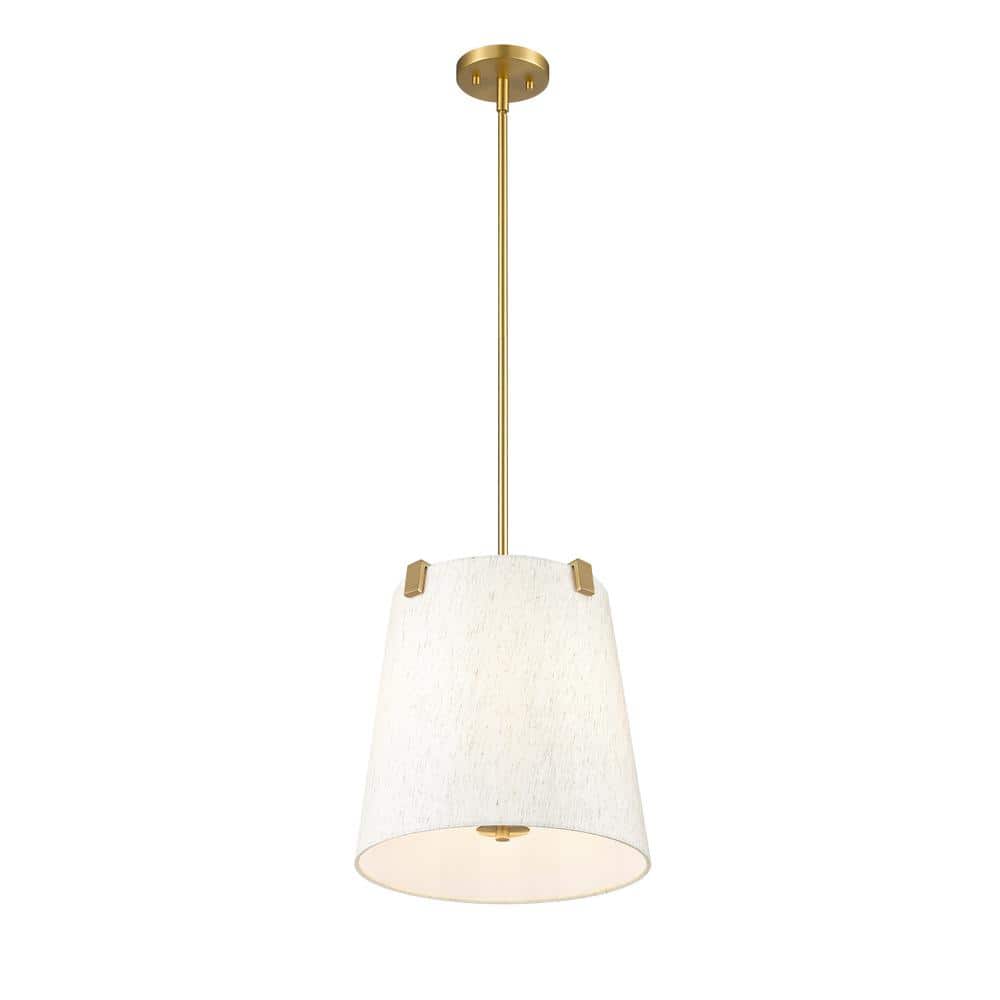 Weston 13" Modern Gold Steel Pendant Light with Cream Shade