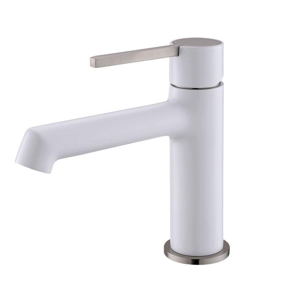 Single Handle Deck-Mounted Bathroom Faucet for Sink 1 Hole in White, Modern