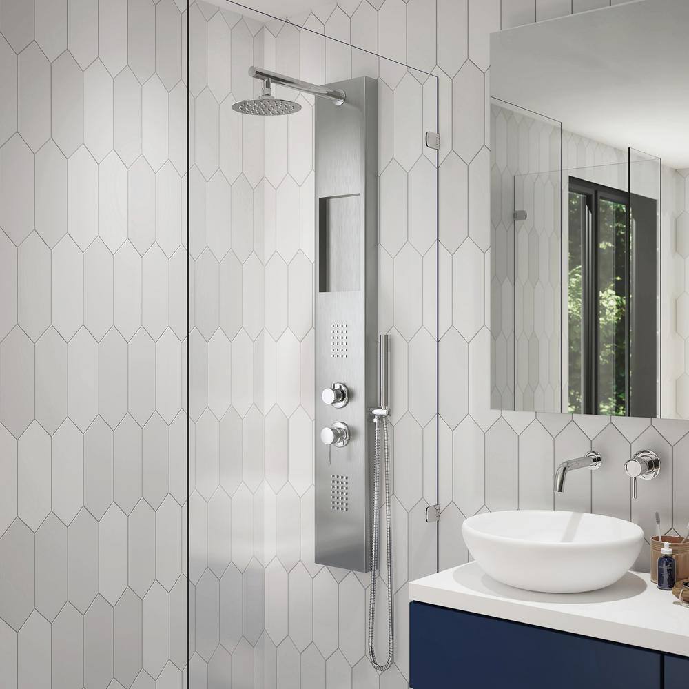 AquaNiche 59" Stainless Steel Shower Panel System with Handshower