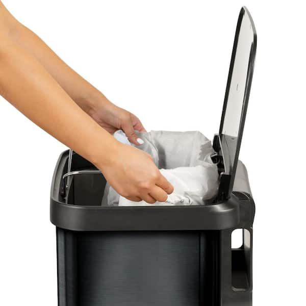 Glad 13 Gal. Pewter Stainless Steel Step-on Kitchen Trash Can w